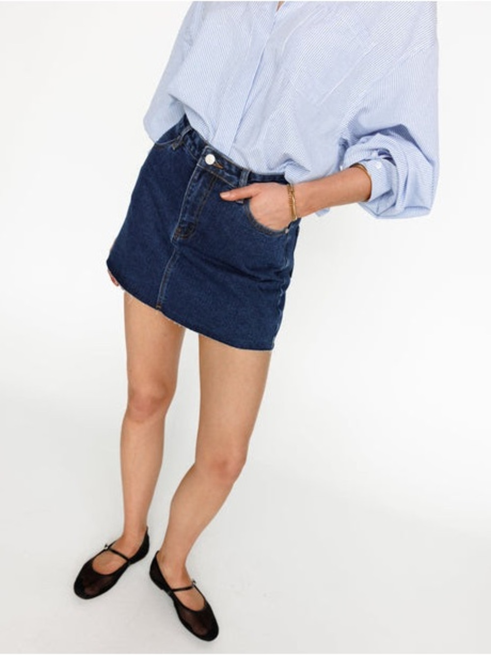 Charcoal Clothing Dark Blue Denim Mini Skirt